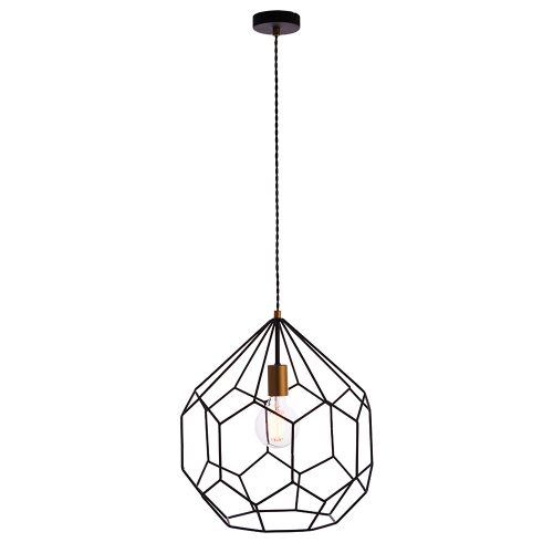 ENDON Deco Deco 1lt Pendant Matt black & satin gold paint 10W LED E27 - ED-76686