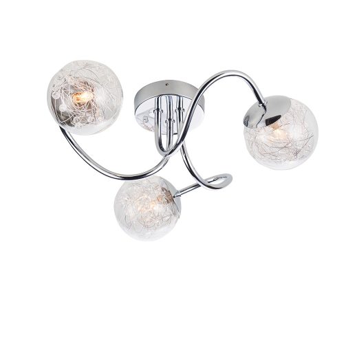 ENDON Auria Auria 3lt Semi flush Chrome plate with clear glass & chrome wire 3 x 3W LED G9 - ED-76880