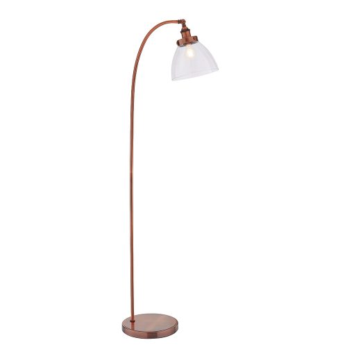 ENDON Hansen Hansen 1lt Floor Aged copper plate & clear glass 40W E27 GLS - ED-77862