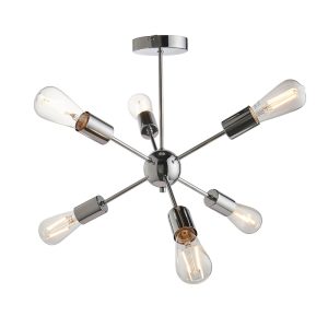 Mennyezeti lámpa - ENDON Rubens 6lt Semi flush Chrome plate 6 x 40W E27 GLS - ED-79469