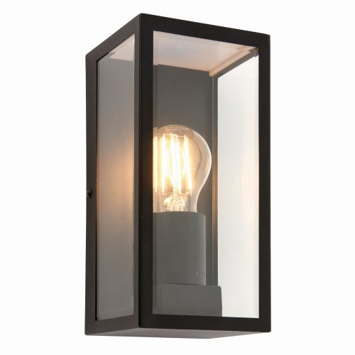 ENDON Oxford Oxford 1lt Wall Matt black & clear glass 28W E27 Eco GLS - ED-80600