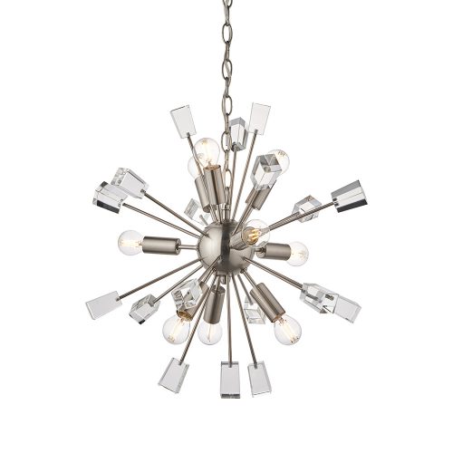 ENDON Miro Miro 9lt Pendant Satin nickel plate & clear crystal 9 x 6W LED E14 - ED-81917