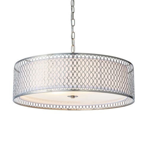 ENDON Cordero Cordero 3lt Pendant Satin nickel plate, white fabric & frosted glass 3 x 10W LED E27 - ED-81969