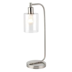 Asztali lámpa - ENDON Toledo 1lt Table Brushed nickel plate & clear glass 40W E27 GLS - ED-90558