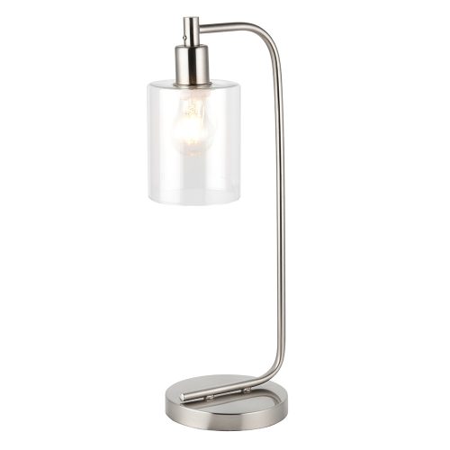 ENDON Toledo Toledo 1lt Table Brushed nickel plate & clear glass 40W E27 GLS - ED-90558