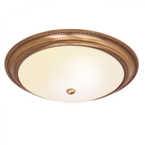 ENDON Atlas Atlas 2lt Flush Antique brass plate & frosted glass 2 x 40W E27 GLS - ED-91121