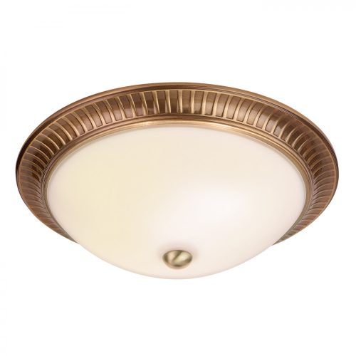 ENDON Brahm Brahm 2lt Flush Antique brass plate & frosted glass 2 x 40W E14 candle - ED-91123