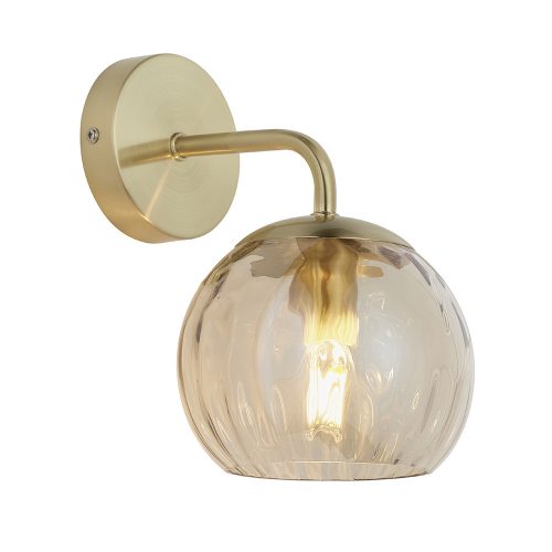 ENDON Dimple Dimple 1lt Wall Satin brass plate & champagne lustre glass 25W E14 golf - ED-91970