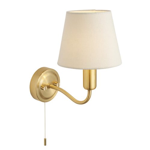 ENDON Conway Conway 1lt Wall Satin brass plate & ivory linen mix fabric 3W LED G9 - ED-93852