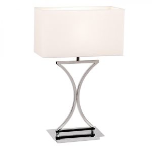 Asztali lámpa - ENDON Epalle 1lt Table Chrome plate & white fabric 60W E14 candle - ED-96930-TLCH