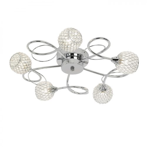 ENDON Aherne Aherne 5lt Semi flush Chrome plate with clear glass & chrome wire 5 x 33W G9 clear capsule - ED-AHERNE-5CH