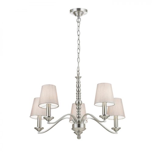 ENDON Astaire Astaire 5lt Pendant Satin nickel plate & natural fabric 5 x 40W E14 candle - ED-ASTAIRE-5SN