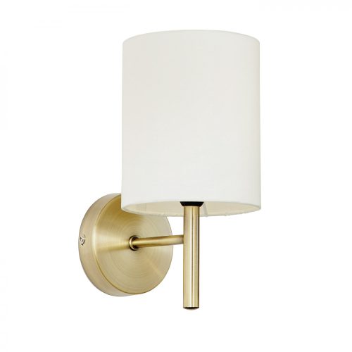 ENDON Brio Brio 1lt Wall Antique brass plate & cream fabric 40W E14 golf - ED-BRIO-1WBAB