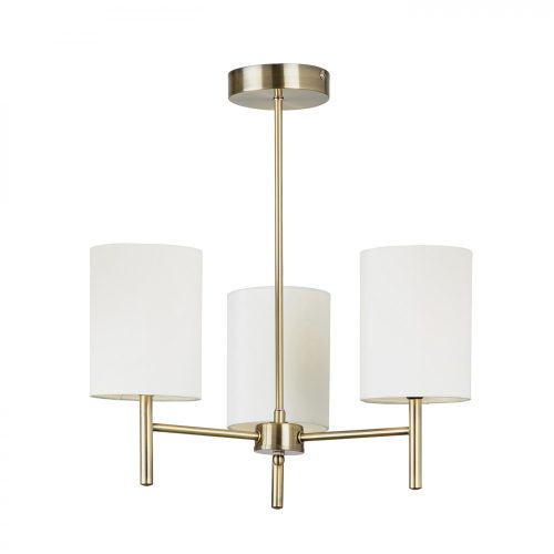 ENDON Brio Brio 3lt Semi flush Antique brass plate & cream fabric 3 x 40W E14 golf - ED-BRIO-3AB