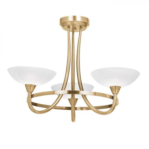 ENDON Cagney Cagney 3lt Semi flush Antique brass plate & white glass 3 x 33W G9 clear capsule - ED-CAGNEY-3AB