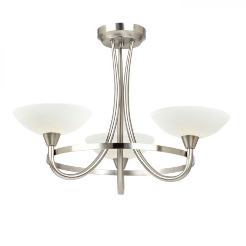 ENDON Cagney Cagney 3lt Semi flush Satin chrome plate & white glass 3 x 33W G9 clear capsule - ED-CAGNEY-3SC