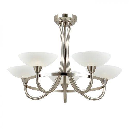 ENDON Cagney Cagney 5lt Semi flush Satin chrome plate & white glass 5 x 33W G9 clear capsule - ED-CAGNEY-5SC