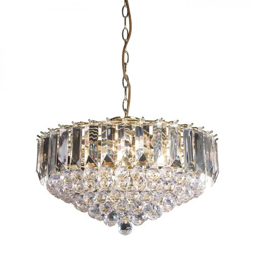 ENDON Fargo 6lt Pendant Brass plate & clear acrylic 6 x 6W LED E14 - ED-FARGO-18BP