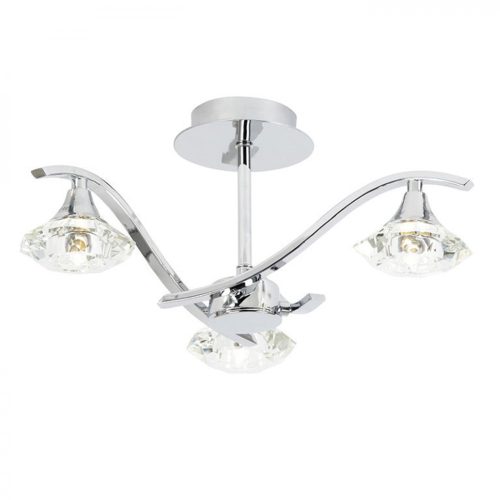 ENDON Langella Langella 3lt Semi flush Chrome plate & clear crystal 3 x 3W LED G9 - ED-LANGELLA-3CH