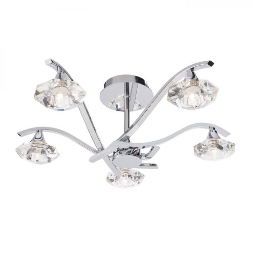 ENDON Langella Langella 5lt Semi flush Chrome plate & clear crystal 5 x 3W LED G9 - ED-LANGELLA-5CH