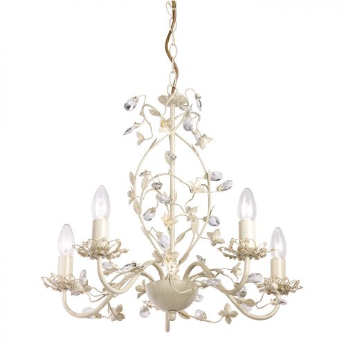 ENDON Lullaby Lullaby 5lt Pendant Cream/br gold paint & clear/pearl acrylic 5 x 60W E14 candle - ED-LULLABY-5CR