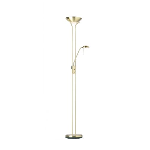 ENDON Rome Rome 2lt Floor Satin brass plate & opal glass 230W R7s tungsten (117mm) & 33W G9 clear capsule - ED-ROME-SB