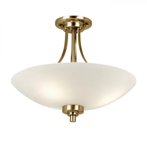 ENDON Welles Welles 3lt Flush Antique brass plate & white glass 3 x 60W E27 GLS - ED-WELLES-3AB