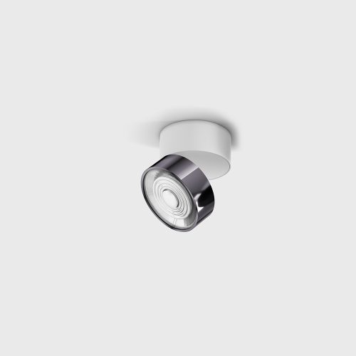 Surface mounted luminaire SOL SURF MINI, D75mm, H70mm, 7W, 624 Lm, 3000K, 45fok, CRI>90, 350 mA, IP 20, white/diamond black color - LTX-02.7526.7.930.WH + SOL M RING DIAMOND BLACK