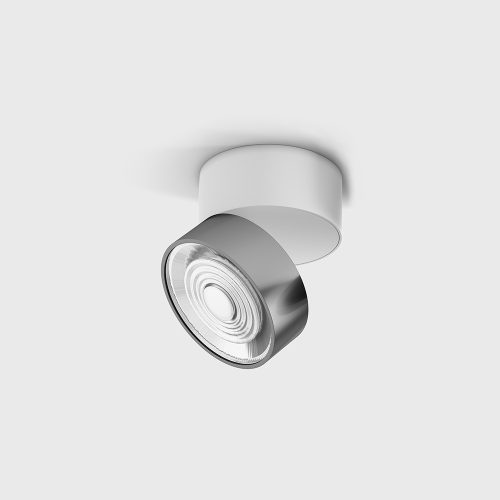 Surface mounted luminaire SOL SURF, D95mm, H78mm, 14 W, 1446 Lm, 3000K, 38fok CRI>90, 350 mA, IP 20, white/chrome color - LTX-02.9533.14.930.WH + SOL RING CHROME