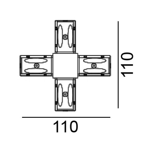 IN_LINE CORNER X, Surface track connector CORNER X, L110mm, w110mm, h 54mm, IP 20, black color  - LTX-06.SEQHR.BK