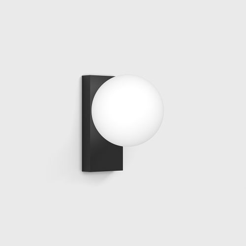 Surface mounted luminaire SFERA WALL S. L 100mm, sp 119mm, h 137mm. Bridgelux 2835 LED 4W, 3000K, 243Lm, CRI90, IP20, Driver(only 3-year warranty), black base, opal - LTX-10.0613.4.930.BK