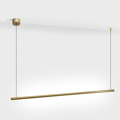 Suspended luminaire SLIMLINE. L1031mm, D18mm, bridgelux 2835, 8W LED, 640Lm, 3000K, DC 48V power supply not included, CRI>90, IP 20, matte diffuser, brass color - LTX-10.1811.8.930.BR