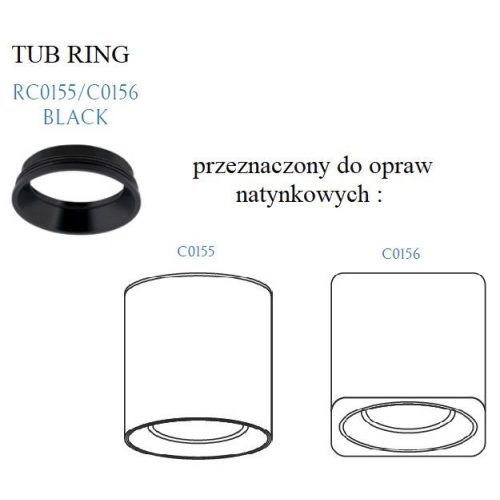 MaxLight RC0155/C0156 BLACK PIERŚCIEŃ OZDOBNY CZARNY do TUB - MAX-RC0155/C0156 BLACK