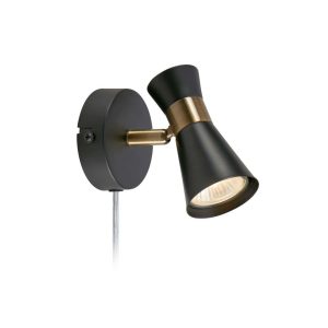 Fali lámpa - Markslöjd FOLIE Wall 1L Black/Antique Brass - MS-108625