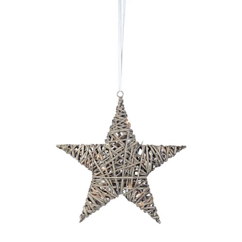 Markslöjd BODANE Pendant Deco Star 40 cm Grey LED 15x0,06W metal/rattan 4,5V baterie