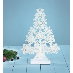 Markslöjd karácsony - Markslöjd PRINCE Table Decoration 39cm White FIXED LED 11 drewno 4.5V