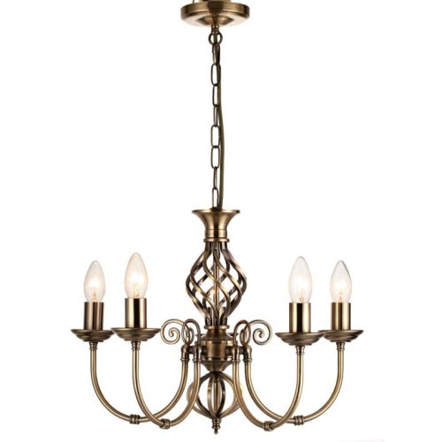 REALITY Aimee Pendant lamp,antique brass5*E14 Max 40W ,bulb excl.Dia:48cm H:65cm  - REAL-123905-04