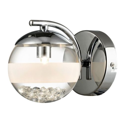 REALITY Dream Wall lamp chrome Size:13*11*15cm 1xG9 33W bulb incl. Glass clear with matt stripe. Crystal deco