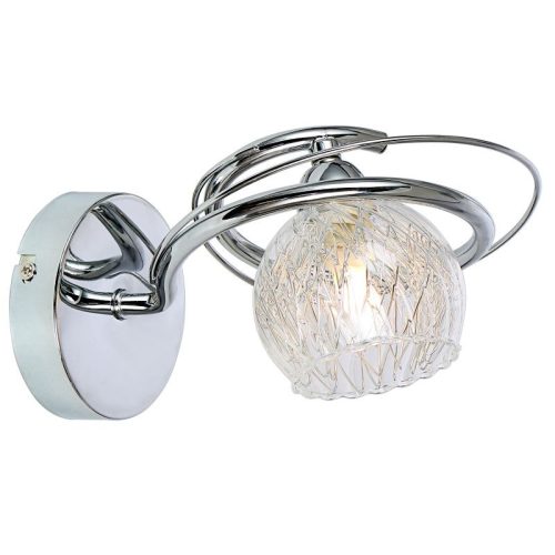 REALITY Ariana Wall lamp, chrome 1*G9 Max. 33W bulb incl.clear glass with metal mesh inside. Glass H:12cm H:10cm L:22cm. H:16cm