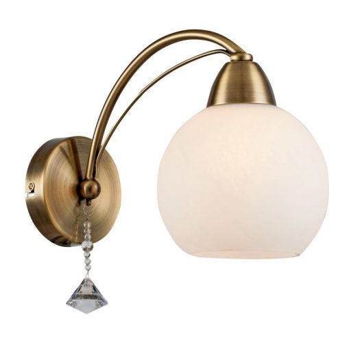 REALITY Vanity  Wall lamp,antique brass1*E27,Max 60W,bulb excl.white alabaster glassDia.15cm H:13cmTotal L:30cm H:21cmBeads: acrylic 