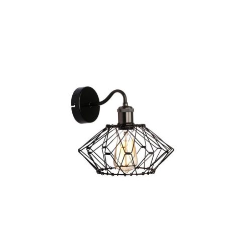 REALITY Cameleon Wall Lampmetal shiny black1xE27 socket,~230v,Max 40W. Safty Class II,bulb not uncluded. Wall lampbase: L13 x W10CM(Overall H.30cm)x1 deformable wire shade (shade Dia.18 to 28c