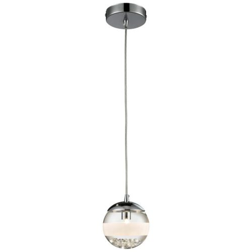 REALITY Dream Pendant lamp chrome Size:11*11*120cm 1xG9 33W bulb incl. Glass clear with matt stripe. Crystal deco