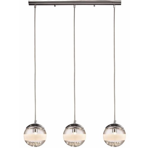 REALITY Dream Pendant lamp chrome Size:60*70*11cm 3xG9 33W bulb incl. Glass clear with matt stripe. Crystal deco