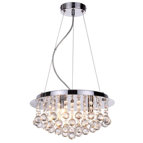 REALITY Loona Ceiling lamp Round chrome + clear Crystal 3xG9 max. 33W bulb incl.Product dimensions:Width:35cm Height:22cm Total H: 120cm - REAL-322903-06