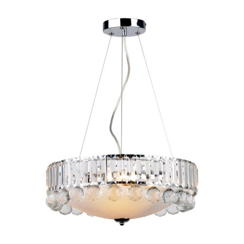 REALITY Irsina 3LT Pendant lamp 40*40cm H90cm Metal: chrome Shade glass, deco balls acrylic3xE27 60W bulb excl.