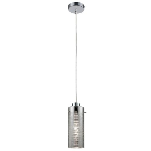 REALITY Jaron Pendant lamp chrome Size:11*11*120cm 1xE27 40W bulb excl. Glass chrome galvanized