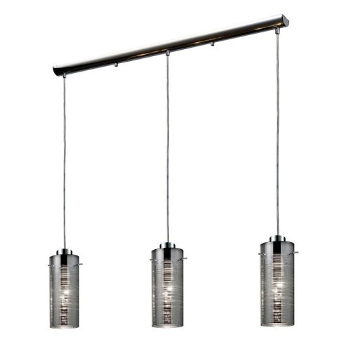 REALITY Jaron Pendant lamp chrome Size:80*11*125cm 3xE27 40W bulb excl. Glass chrome galvanized