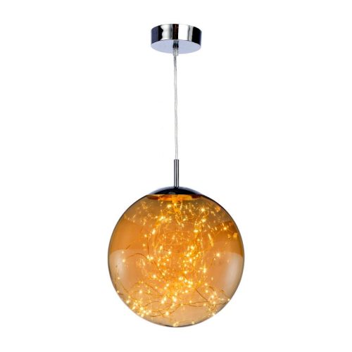 REALITY Universe Pendant lamp LED Size:30*30*120cm 1x18W 1440Lm 3000K. Shade in Glass amber