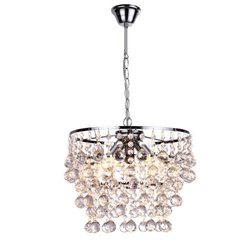 REALITY London crystal  Pendant lamp,chrome, Glass hanging beads. 1*E27 Max.40W,bulb excl. Dia:34cm. Total H:120cm  - REAL-327703-06