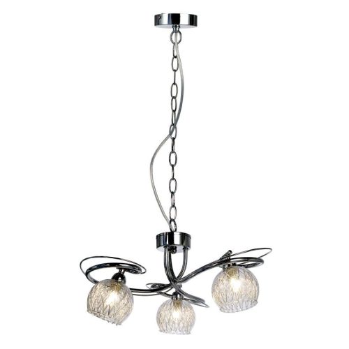 REALITY Ariana Pendant lamp, chrome 3*G9 Max.33W bulb incl.clear glass with metal mesh inside. Dia:12cm H:10cm Dia:45cm. Total H:120cm  